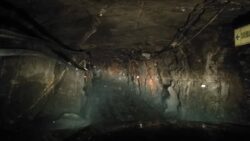 You can see inside the gold mine, with all the electrical cables and exit signs!